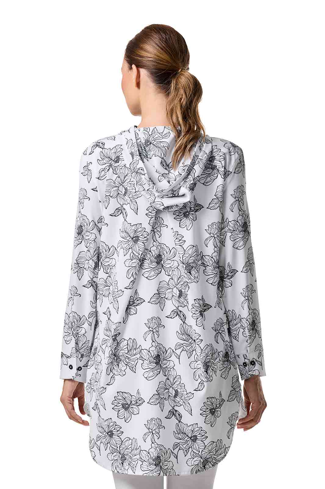Women's Palma Aire Beach Shirt | White/Black Perfect Peony