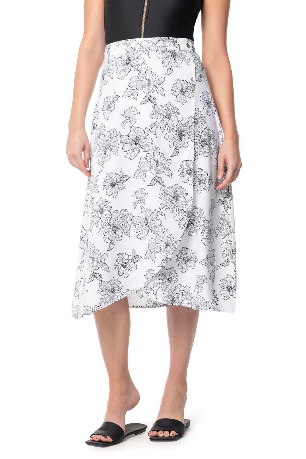 Women's Isla Convertible Wrap | White/Black Perfect Peony