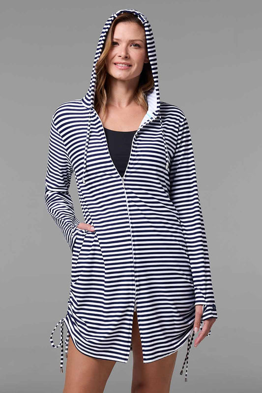 Women's Wailea Swim Cover-Up | White/Navy Stripe