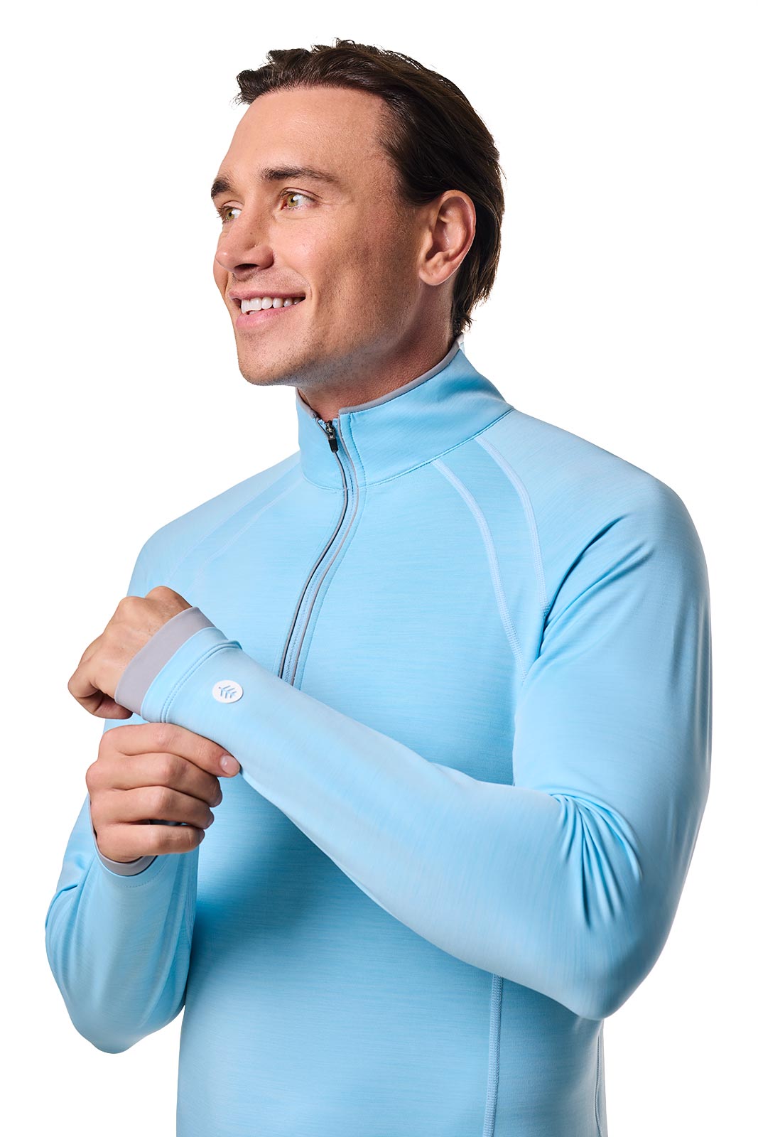 Men's Ultimate Half-Zip Rash Guard | Arctic Blue Line Texture