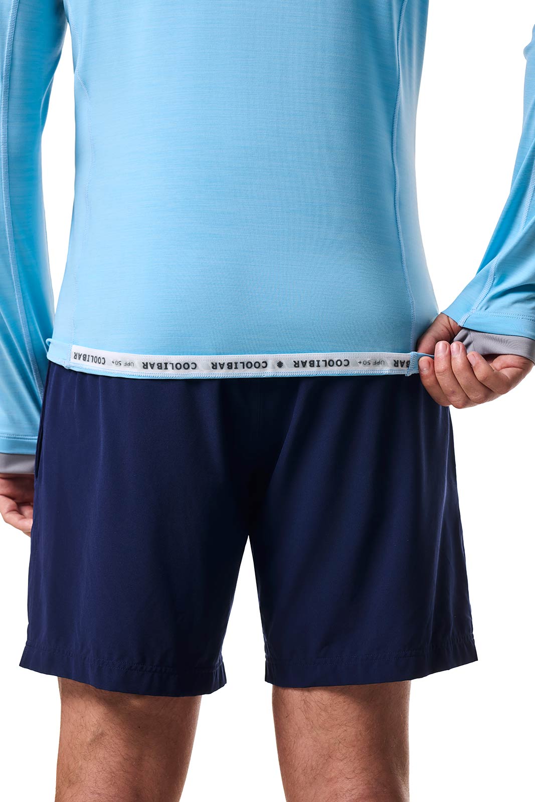 Men's Ultimate Half-Zip Rash Guard | Arctic Blue Line Texture