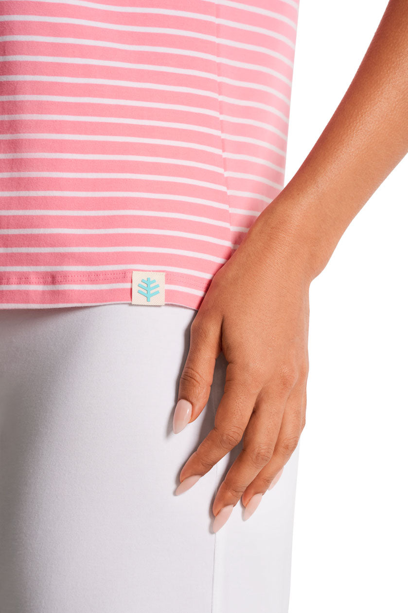 Women's Morada Everyday Short Sleeve T-Shirt | Flamingo Pink/White Stripe
