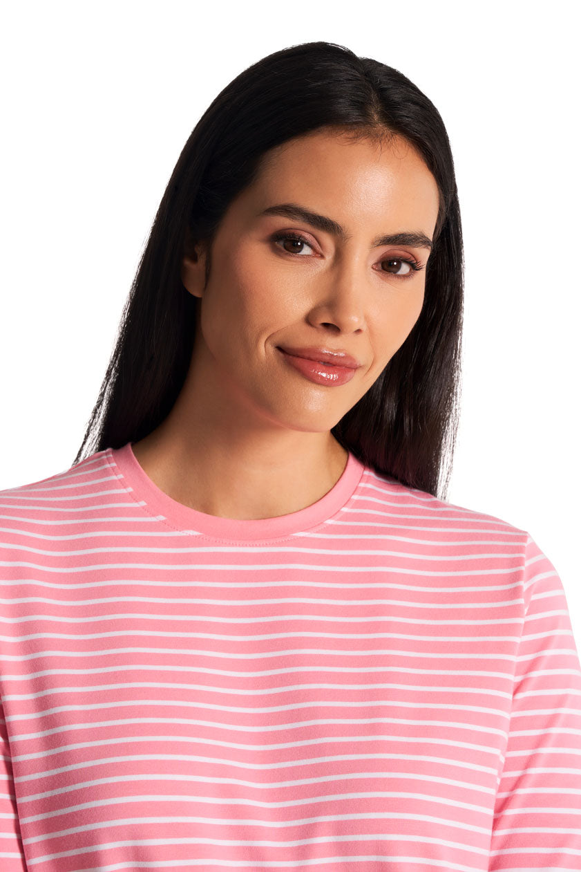 Women's Morada Everyday Short Sleeve T-Shirt | Flamingo Pink/White Stripe