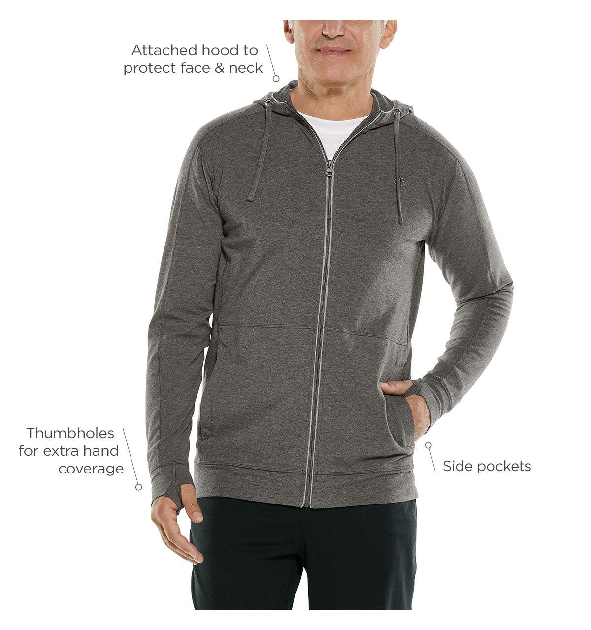 Men's LumaLeo Zip-Up Hoodie | Charcoal Heather