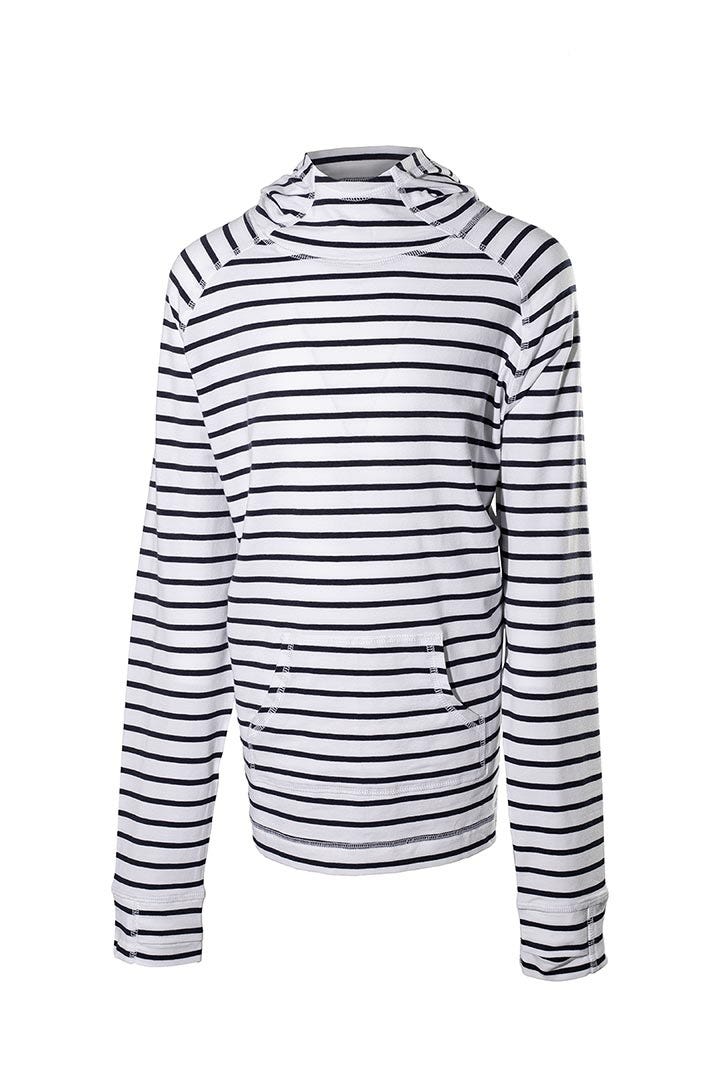 Kid's LumaLeo Hoodie | White/Navy Stripe