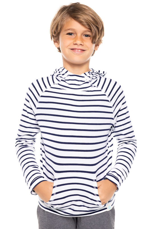 Kid's LumaLeo Hoodie | White/Navy Stripe