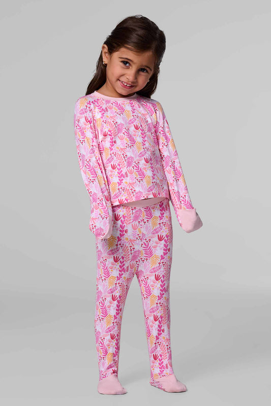 Kid's LumaLeo Leggings | Soft Pink Blooming Forest