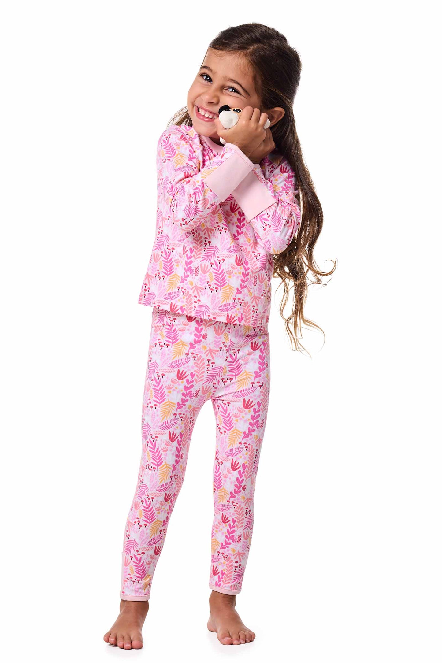Kid's LumaLeo Leggings | Soft Pink Blooming Forest