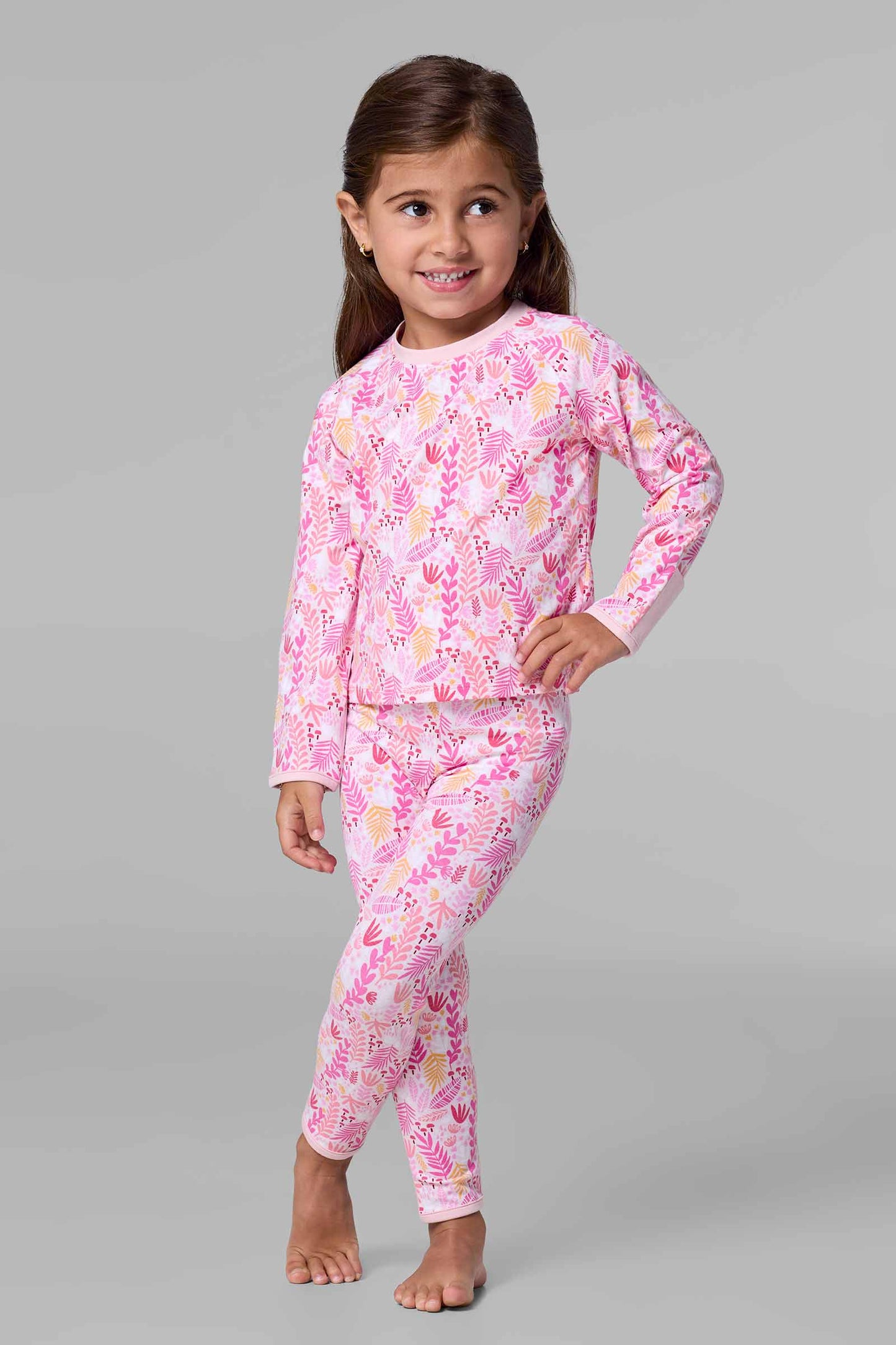 Kid's LumaLeo Leggings | Soft Pink Blooming Forest