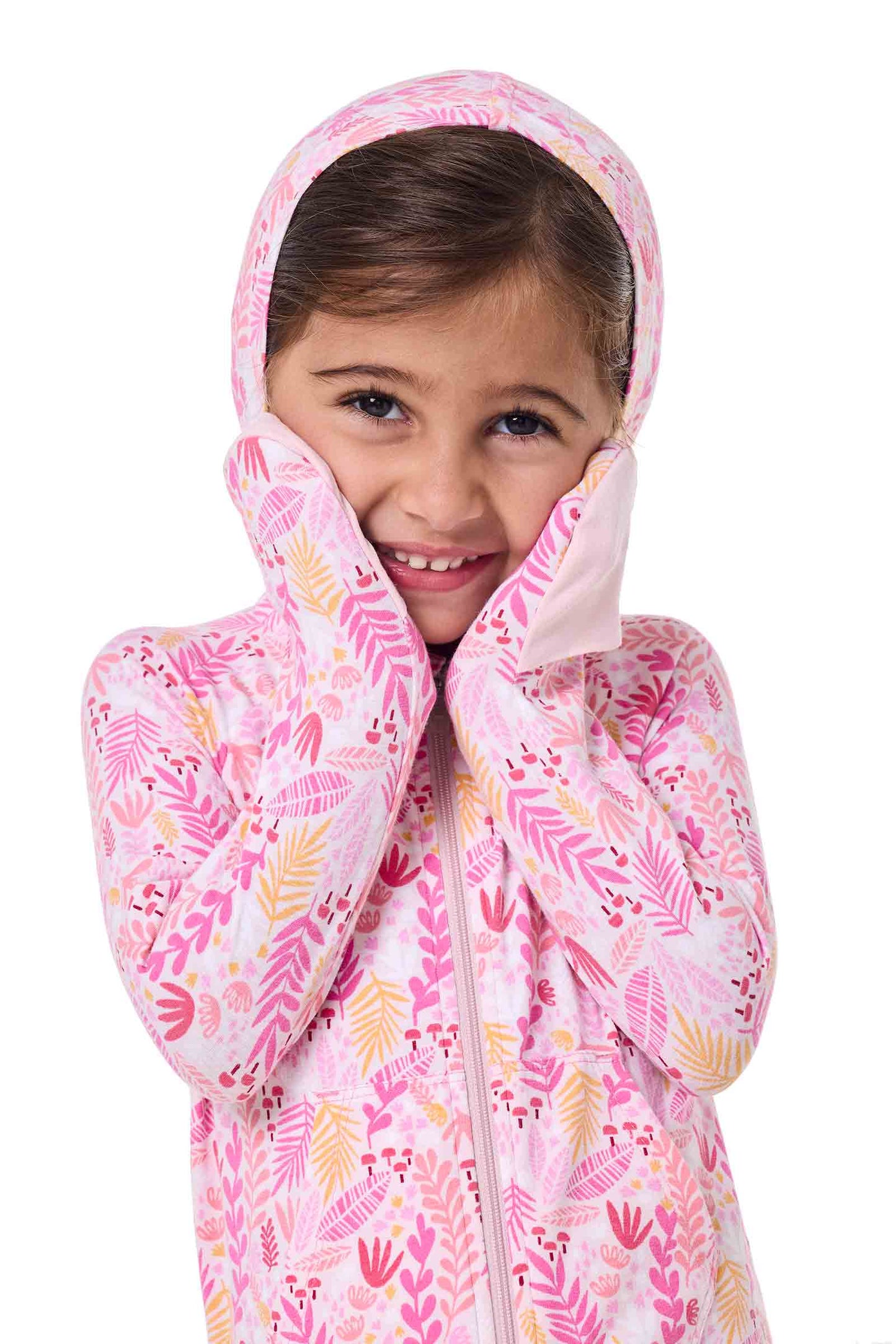 Kid's LumaLeo 360 Coverage Bodysuit | Soft Pink Blooming Forest