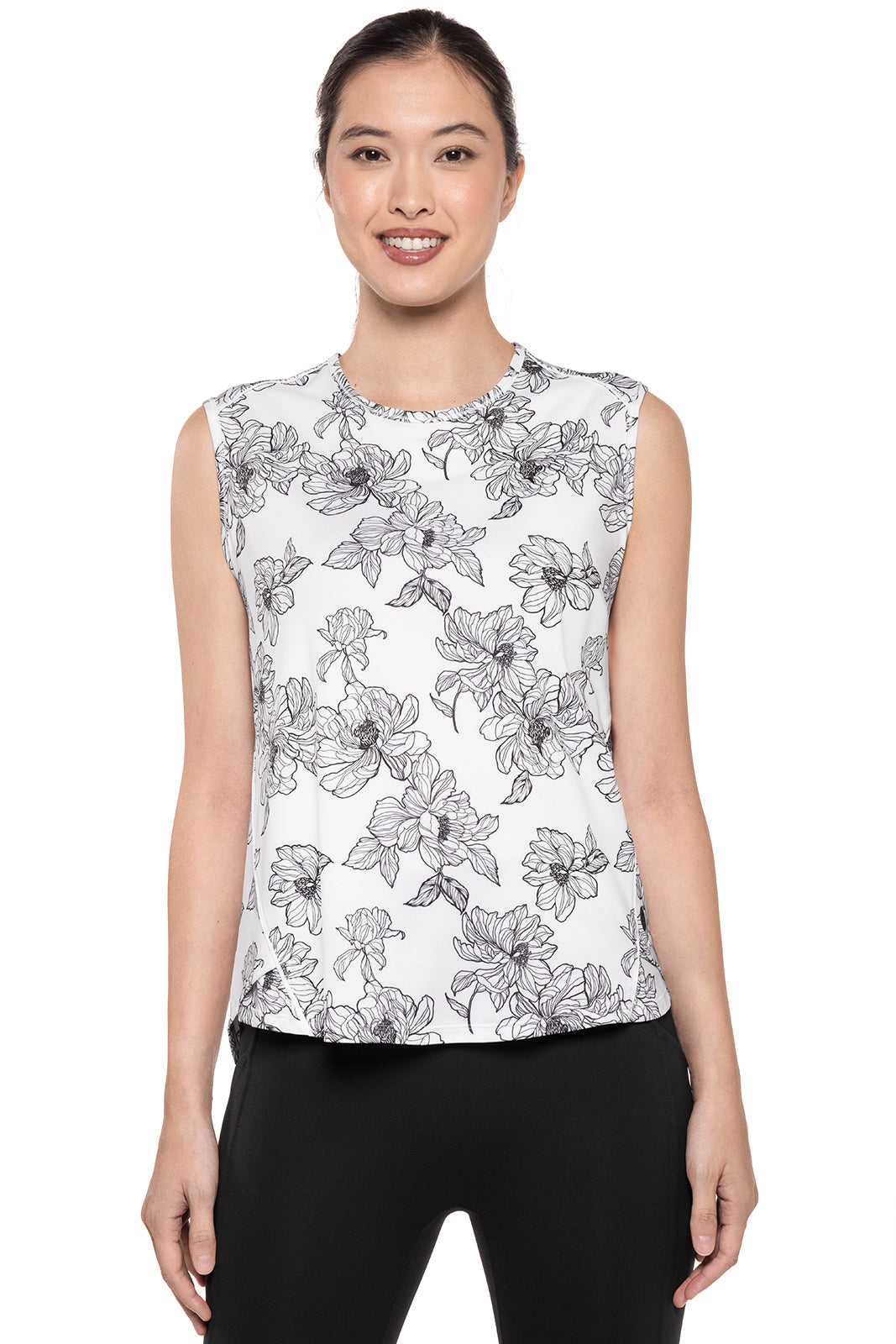 Women's Accelera Tank | White/Black Perfect Peony