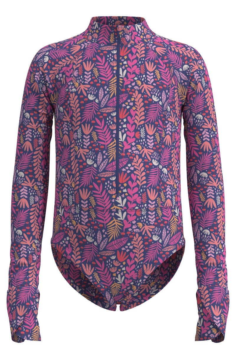 Kid's Koko Long Sleeve Swimsuit | Future Dusk Blooming Forest