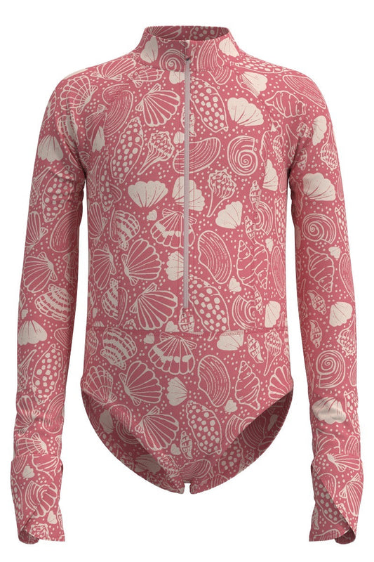 Kid's Koko Long Sleeve Swimsuit | Sunkist Coral Shell Dream