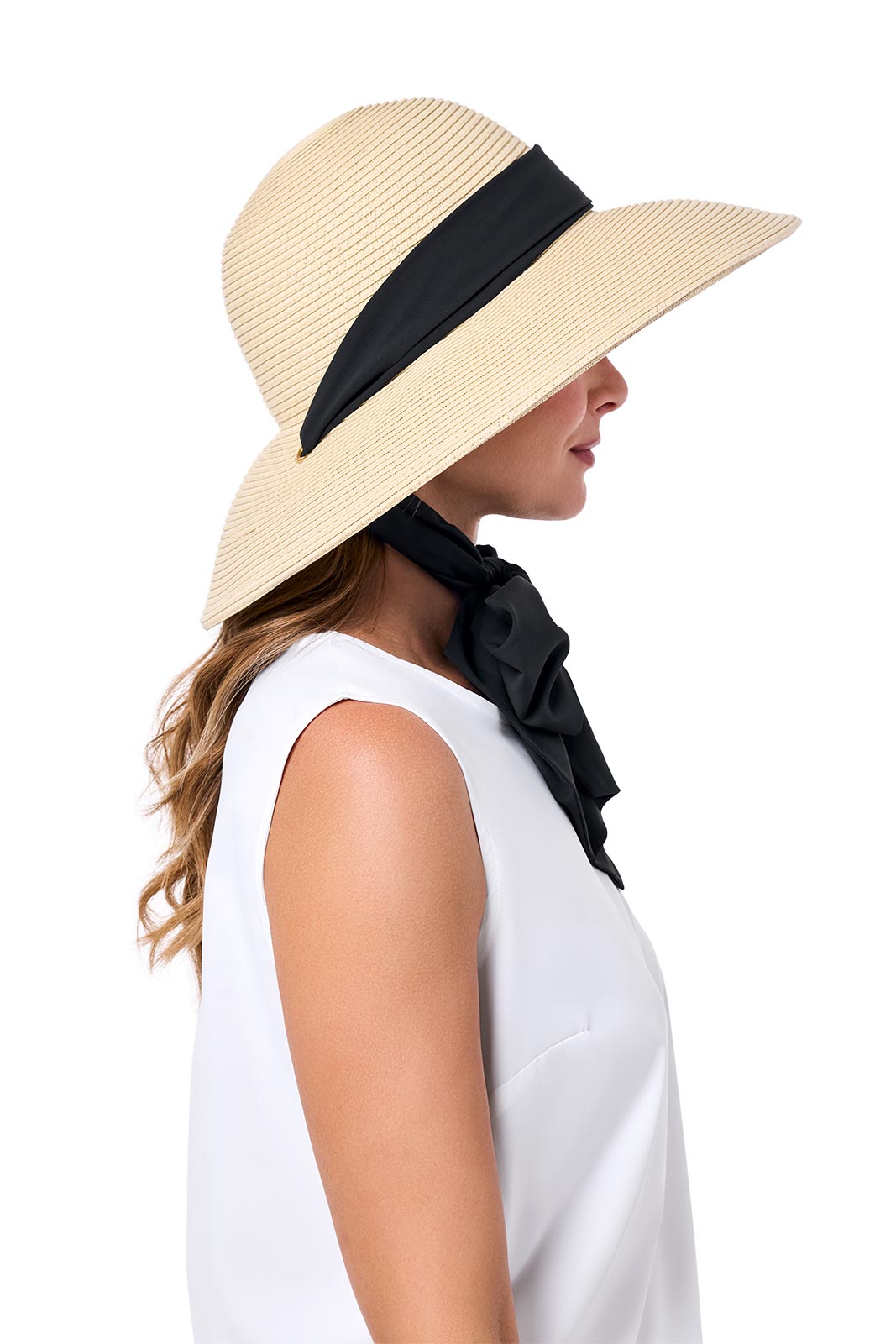 Women's Stella Scarf Detail Hat | Natural/Black/White