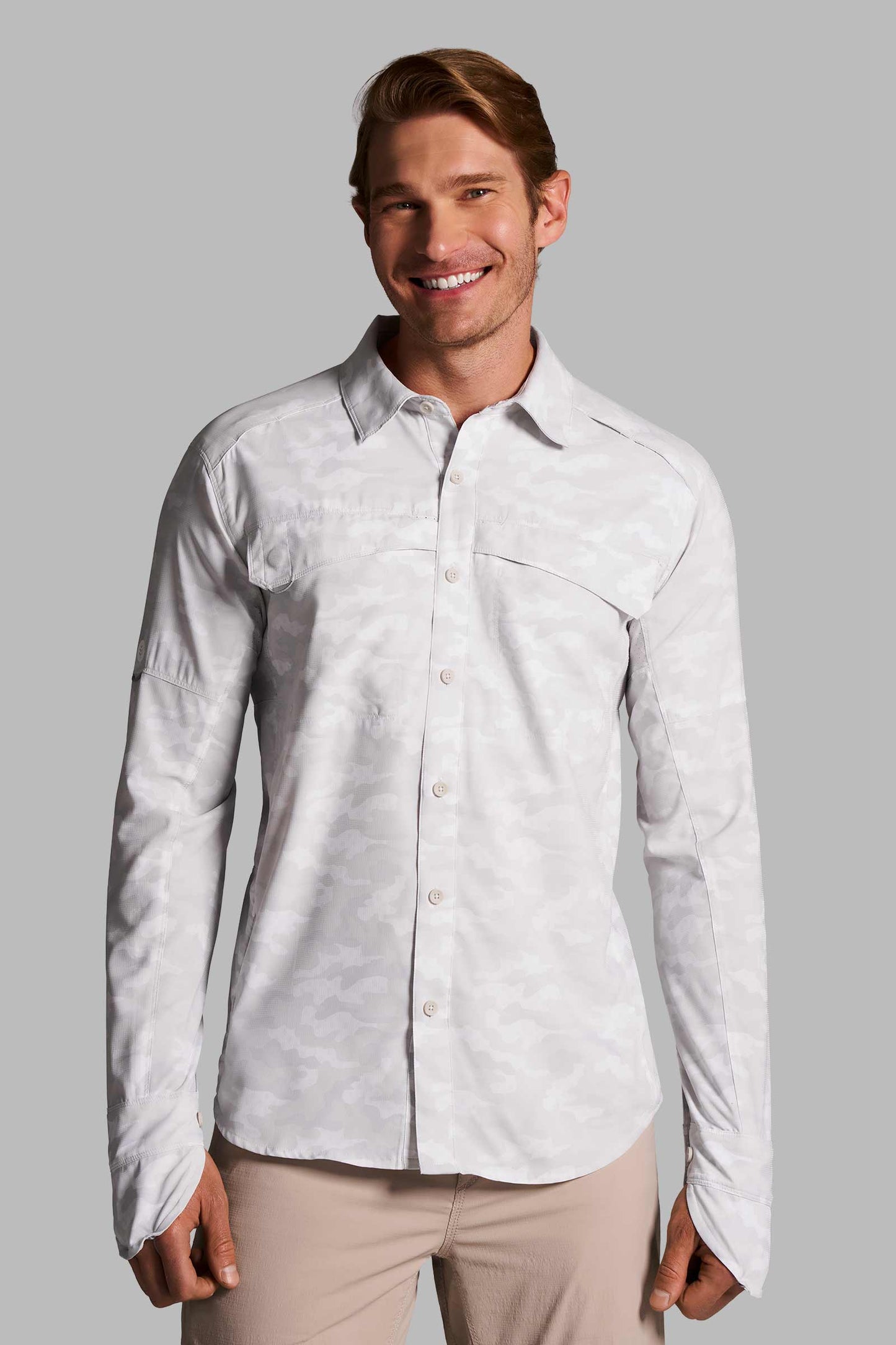 Men's Nassau Fishing Shirt | Sleek Grey Coastal Camo