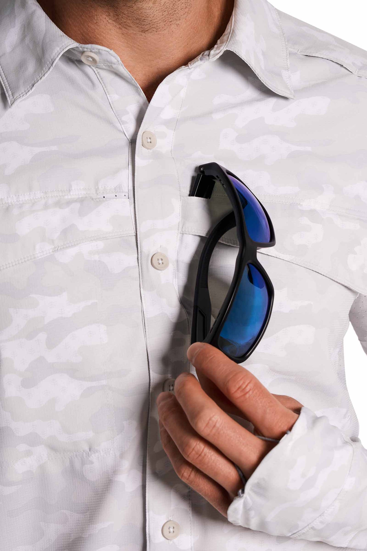 Men's Nassau Fishing Shirt | Sleek Grey Coastal Camo