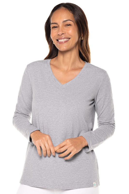 Women's Morada Everyday Long Sleeve V-Neck T-Shirt | Grey Heather | Core