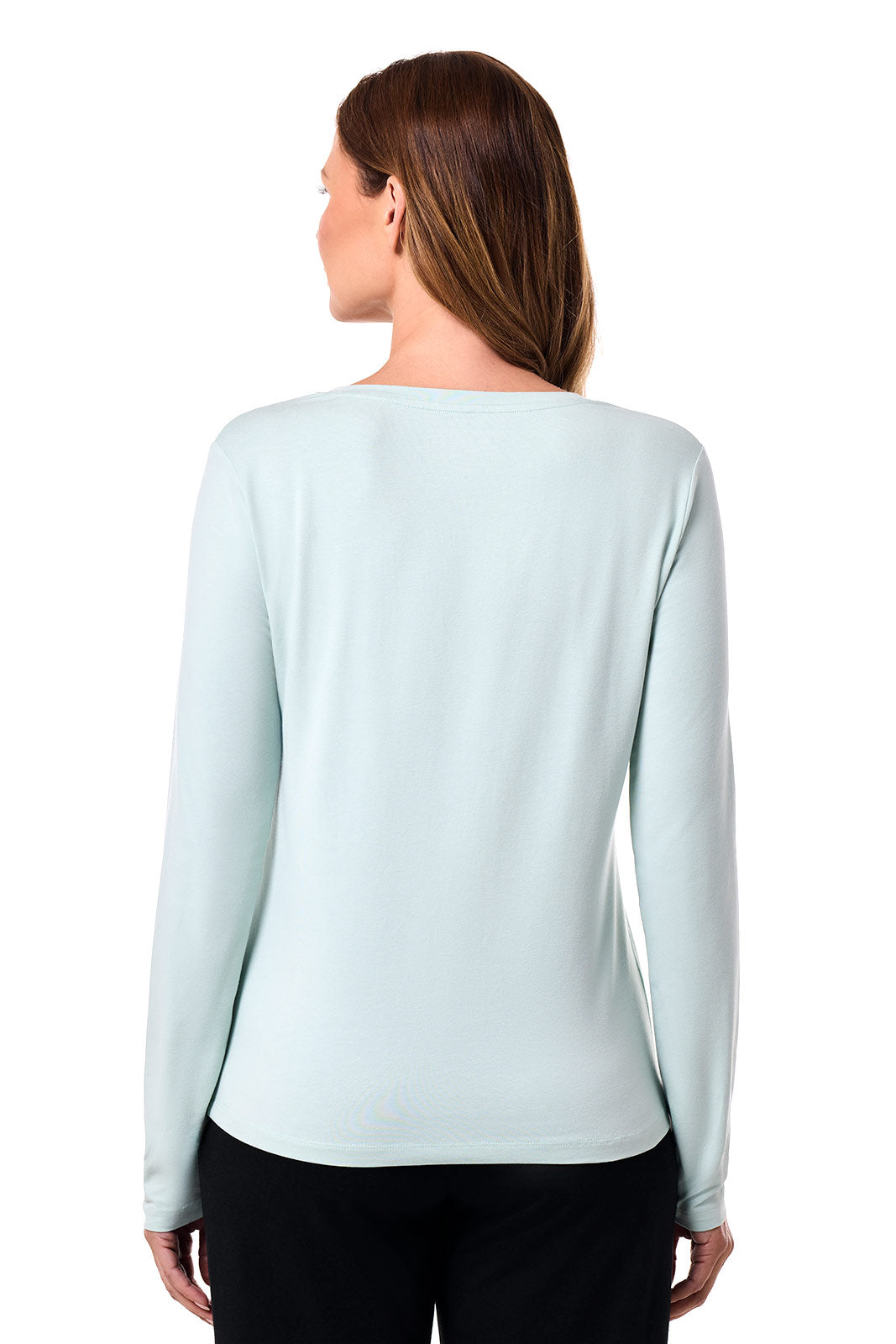 Women's Morada Everyday Long Sleeve V-Neck T-Shirt | Misty Aqua