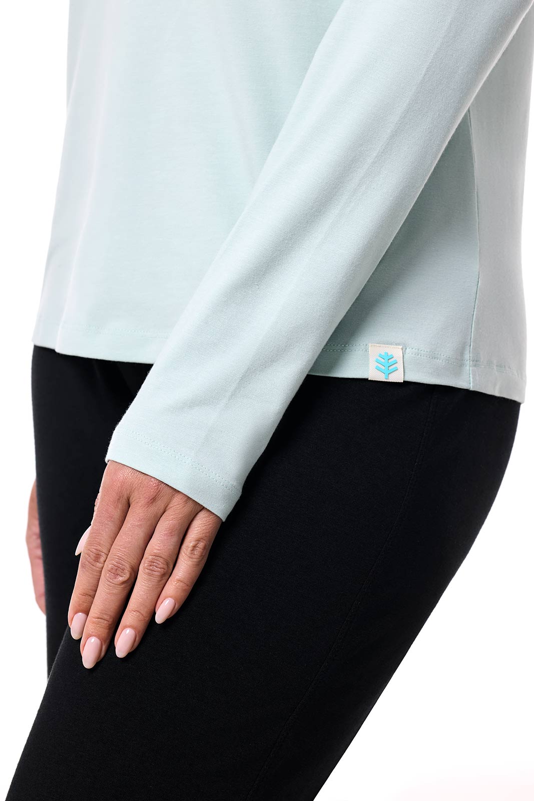 Women's Morada Everyday Long Sleeve V-Neck T-Shirt | Misty Aqua