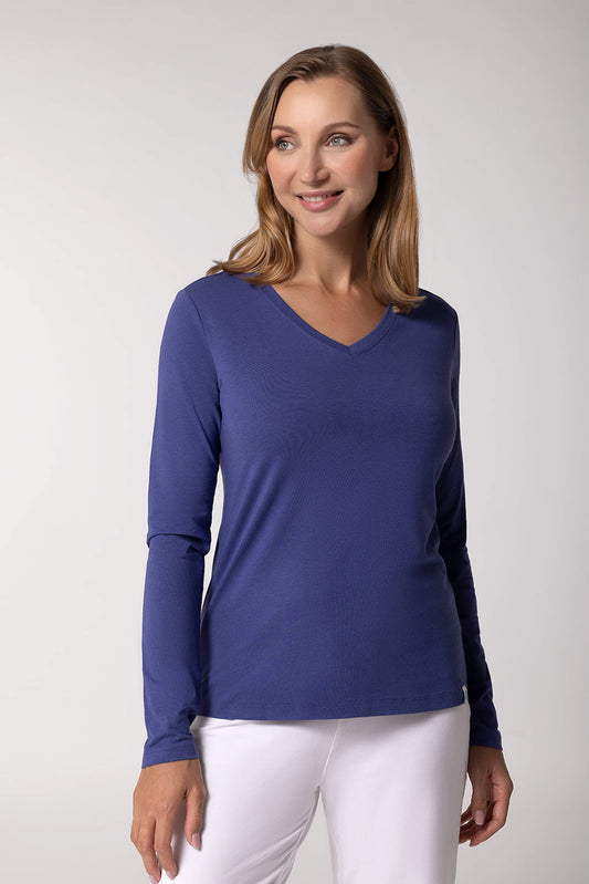 Women's Morada Everyday Long Sleeve V-Neck T-Shirt | Future Dusk