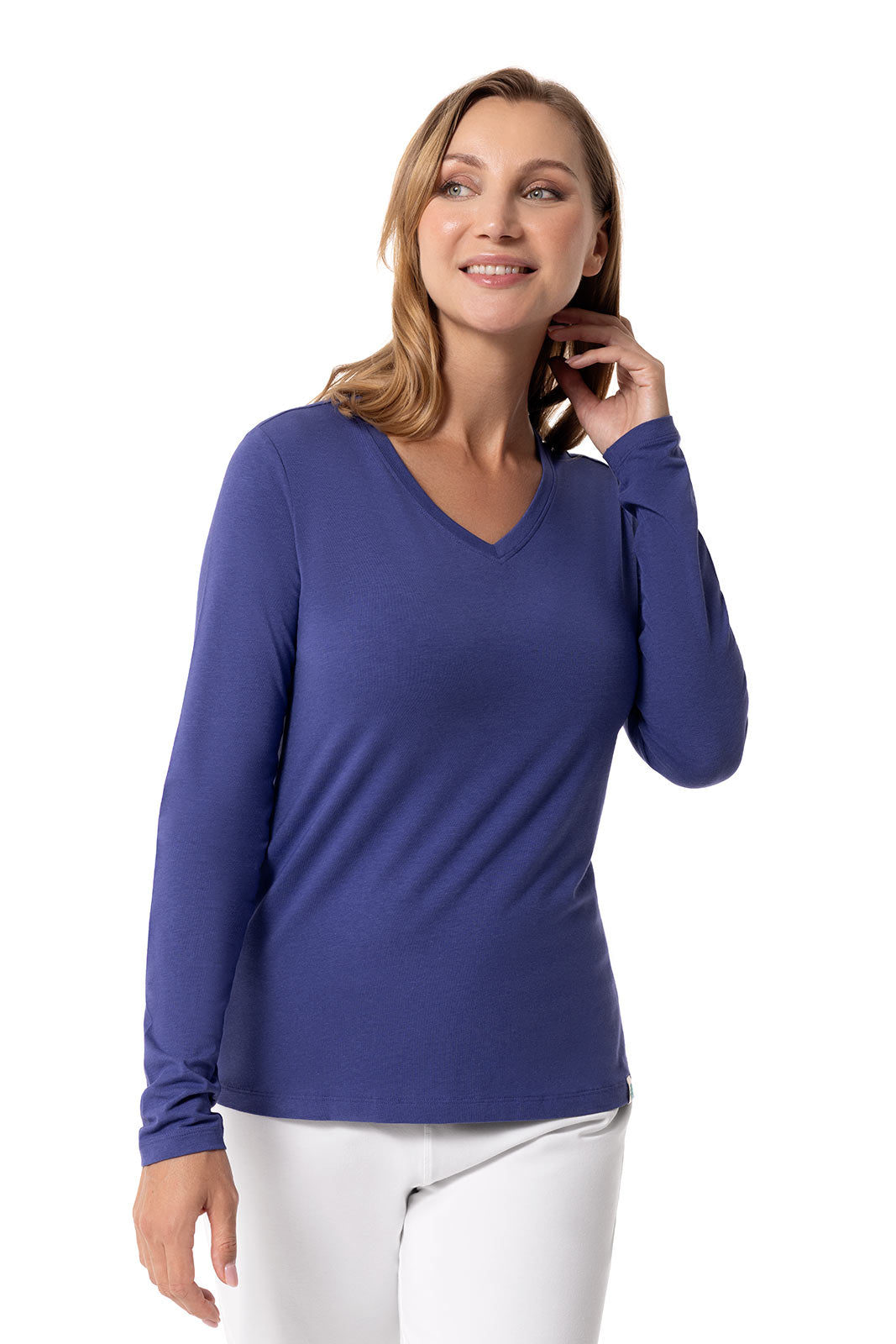 Women's Morada Everyday Long Sleeve V-Neck T-Shirt | Future Dusk