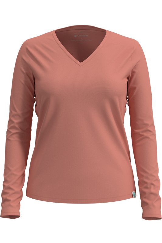 Women's Morada Everyday Long Sleeve V Neck T-Shirt | Soft Blush
