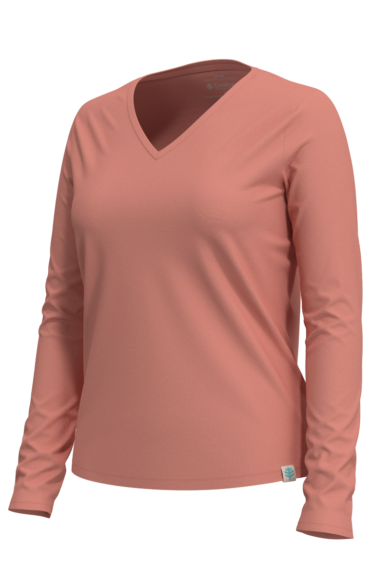 Women's Morada Everyday Long Sleeve V Neck T-Shirt | Soft Blush