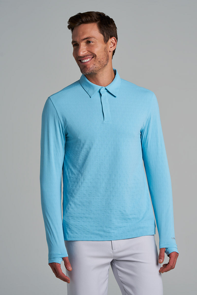 Men's Arobello Golf Polo | Arctic Blue Diamond Jacquard