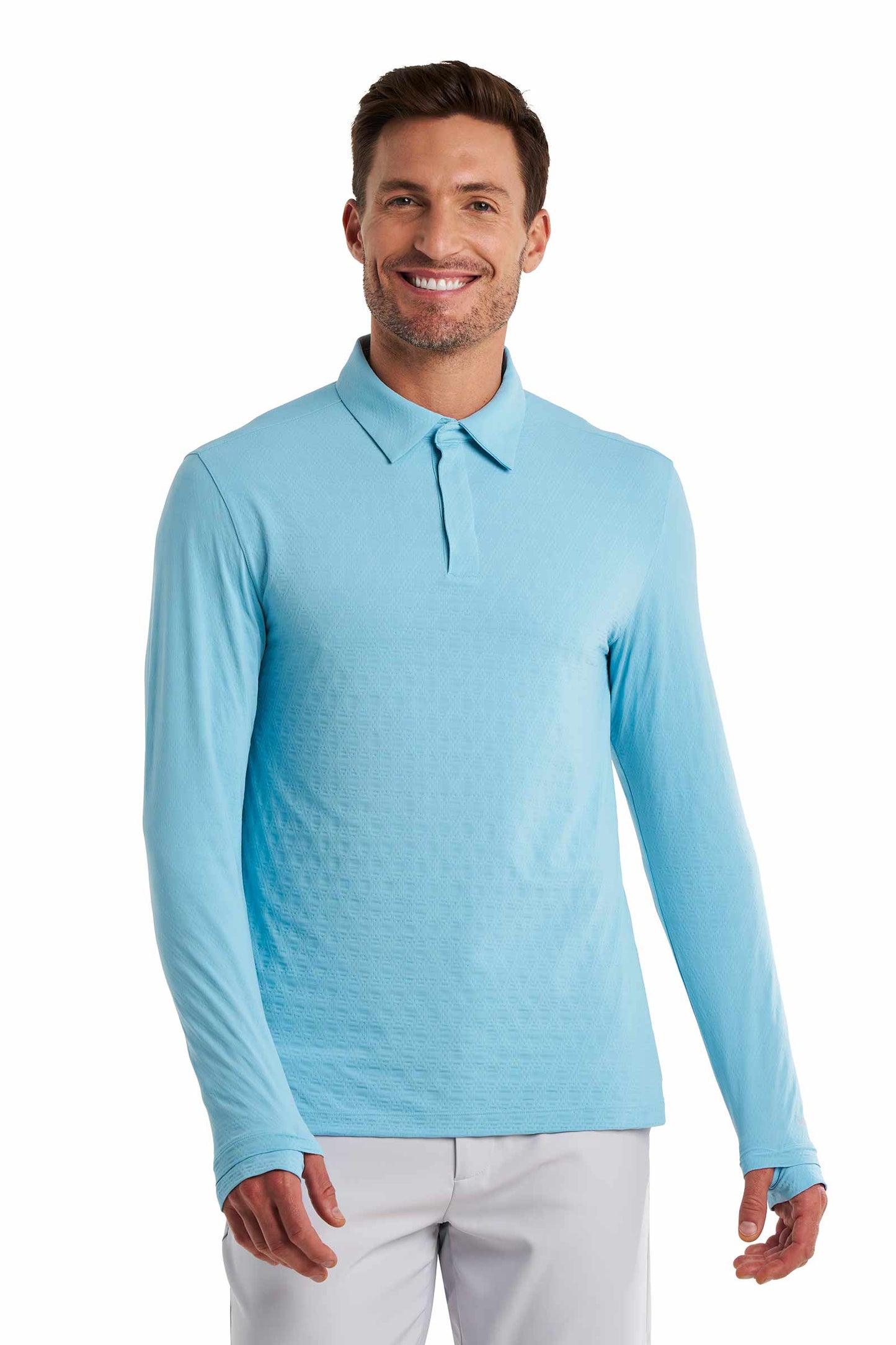 Men's Arobello Golf Polo | Arctic Blue Diamond Jacquard