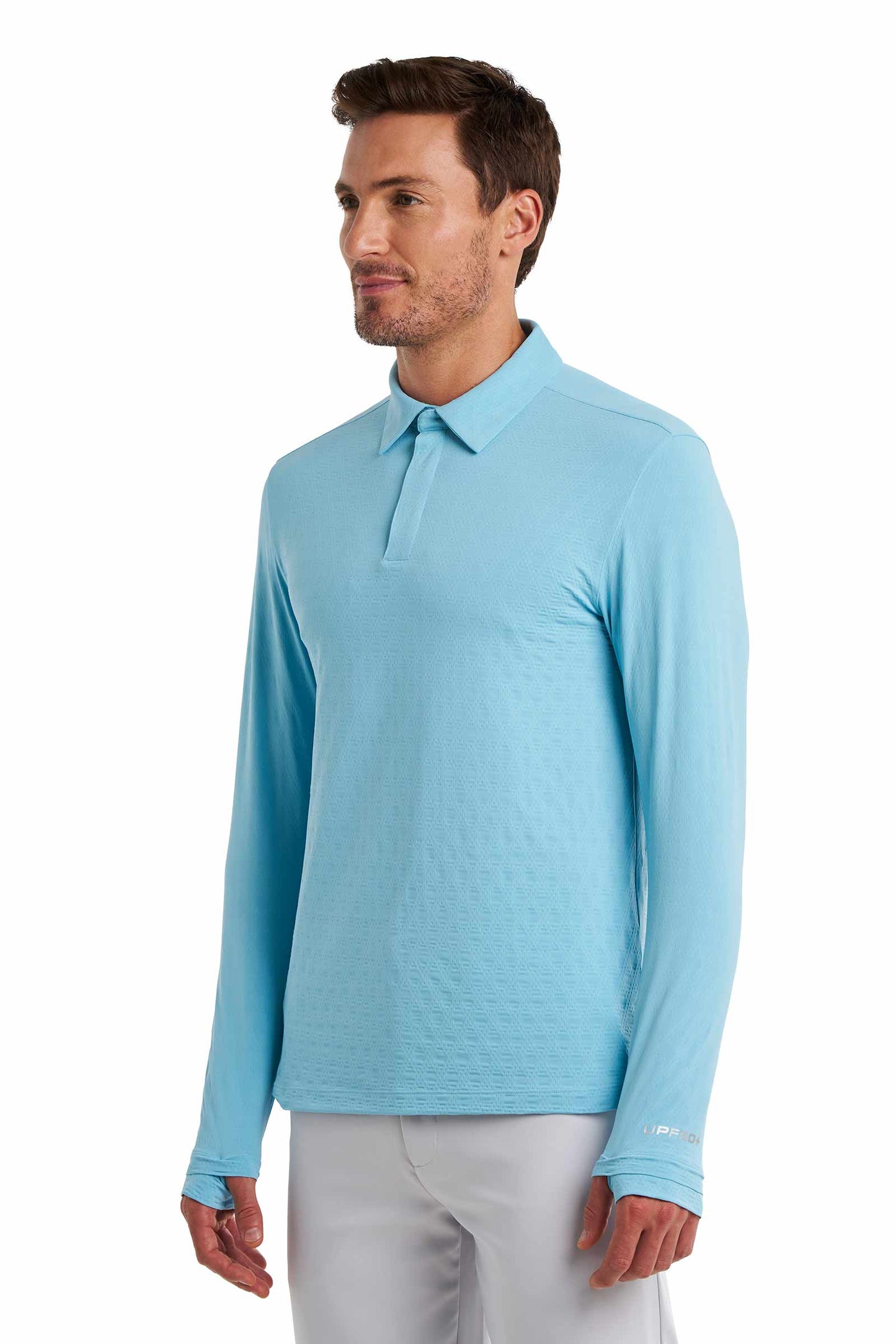 Men's Arobello Golf Polo | Arctic Blue Diamond Jacquard