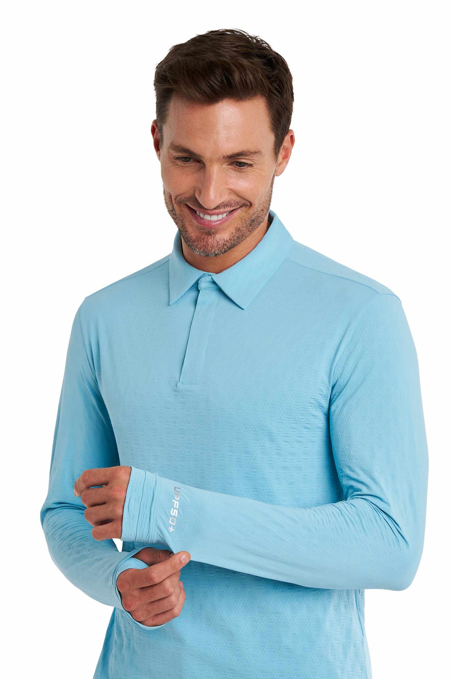 Men's Arobello Golf Polo | Arctic Blue Diamond Jacquard