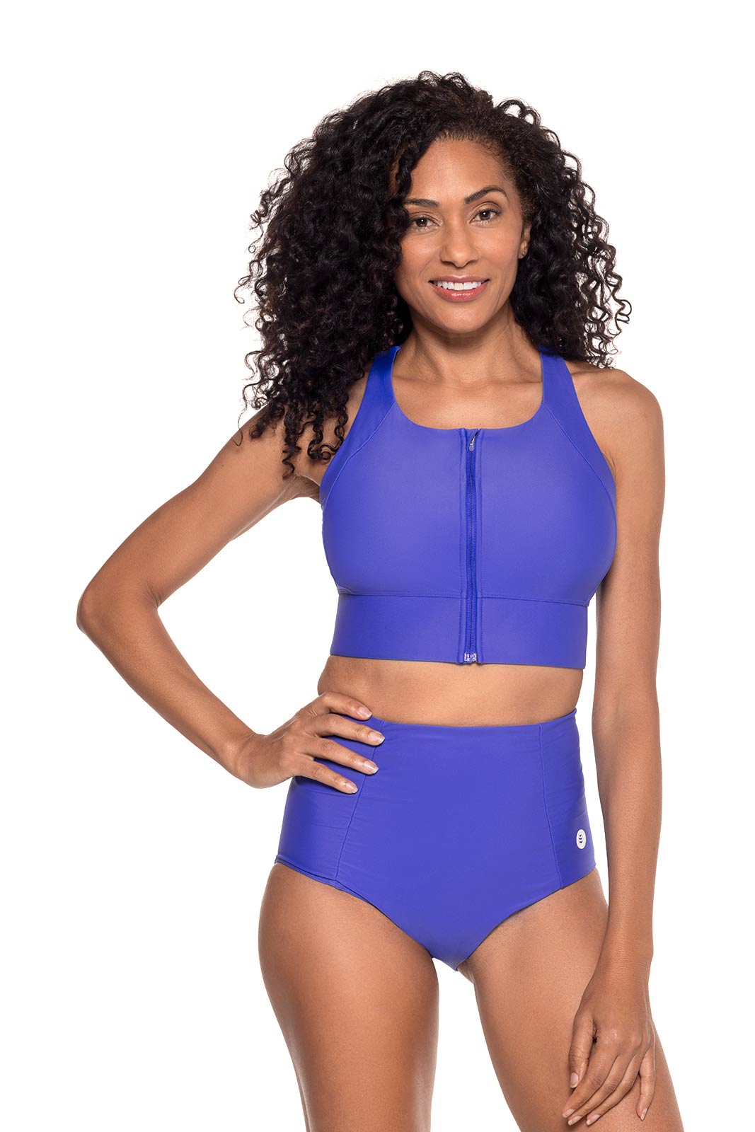 Women's Medley Zip-Up Swim Bra | Baja Blue