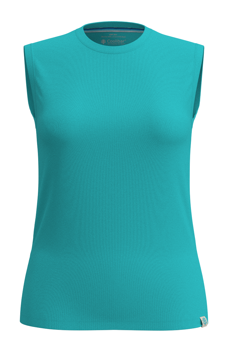 Women's LumaLeo High Neck Tank Top | Coolibar Blue
