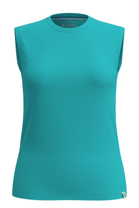 Women's LumaLeo High Neck Tank Top | Coolibar Blue