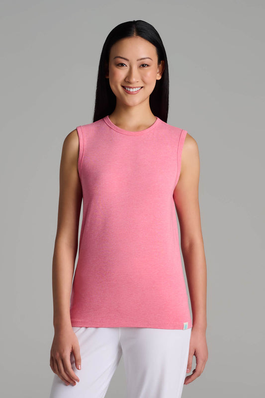 Women's LumaLeo High Neck Tank Top | Flamingo Pink Heather