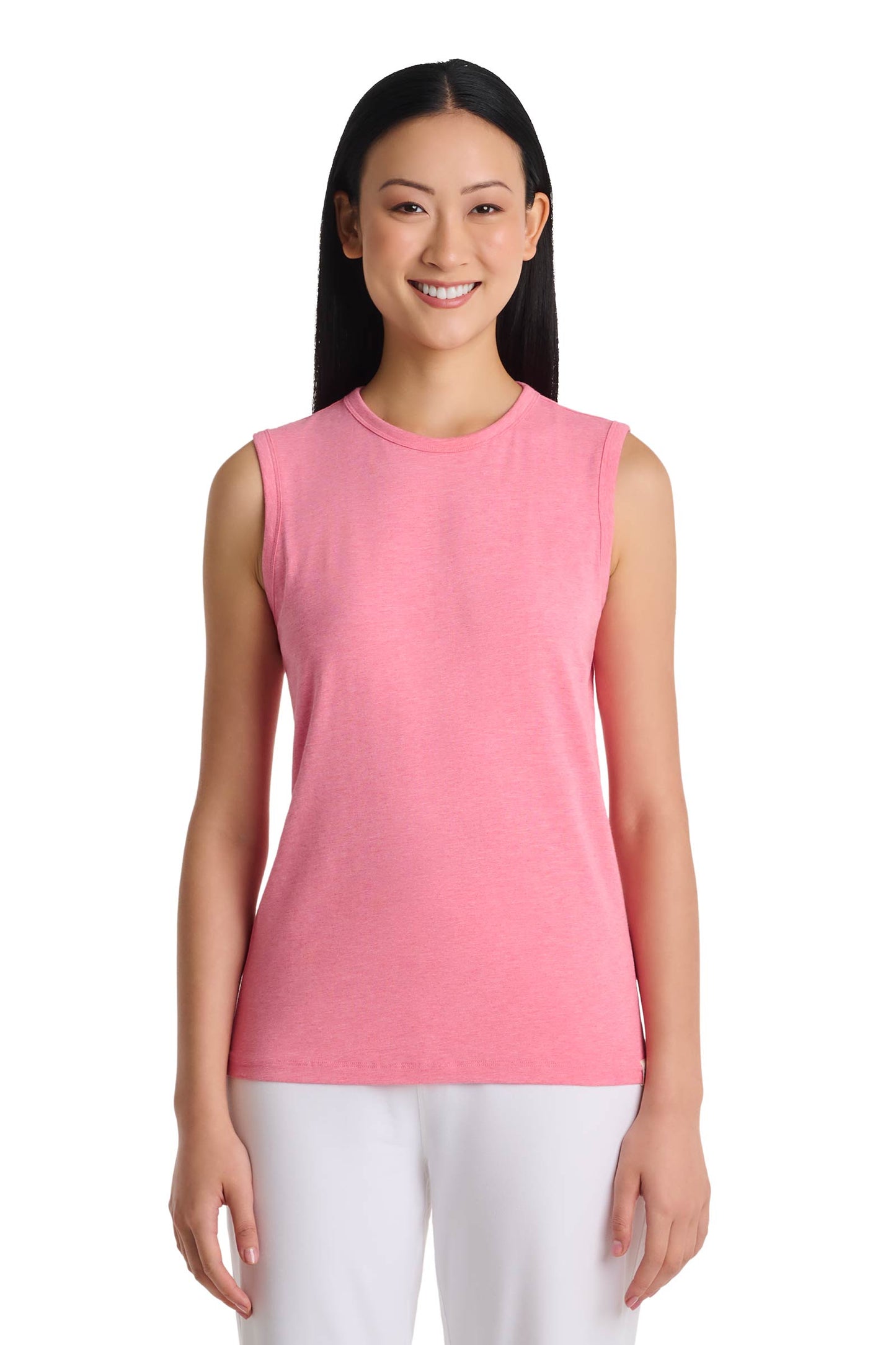 Women's LumaLeo High Neck Tank Top | Flamingo Pink Heather