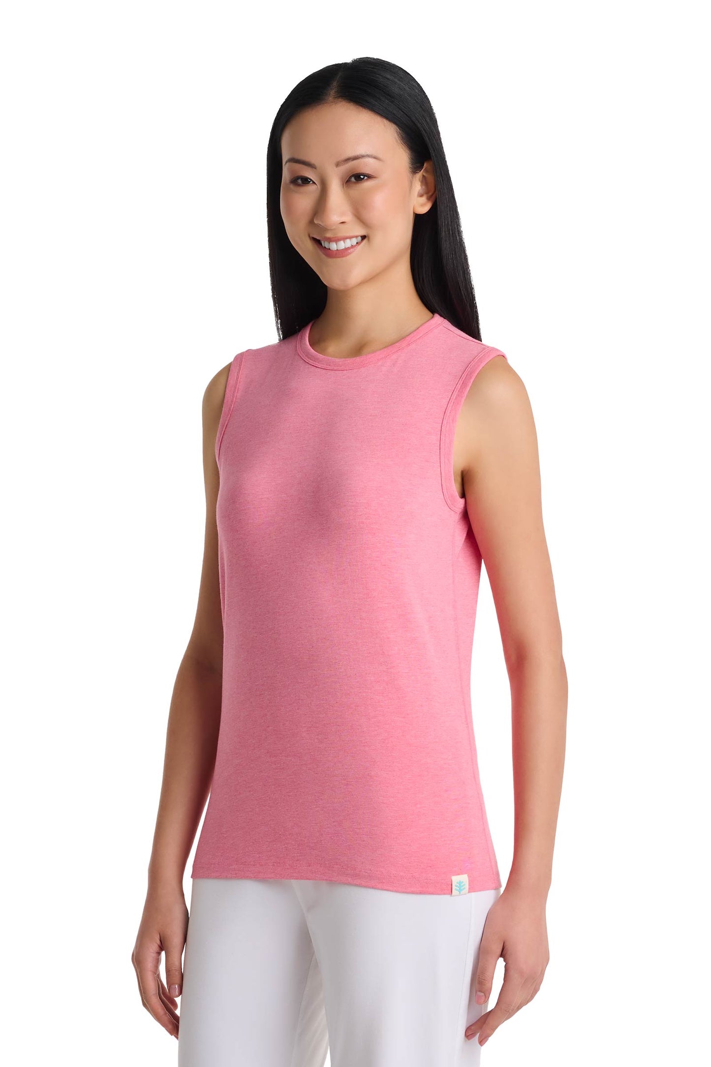Women's LumaLeo High Neck Tank Top | Flamingo Pink Heather