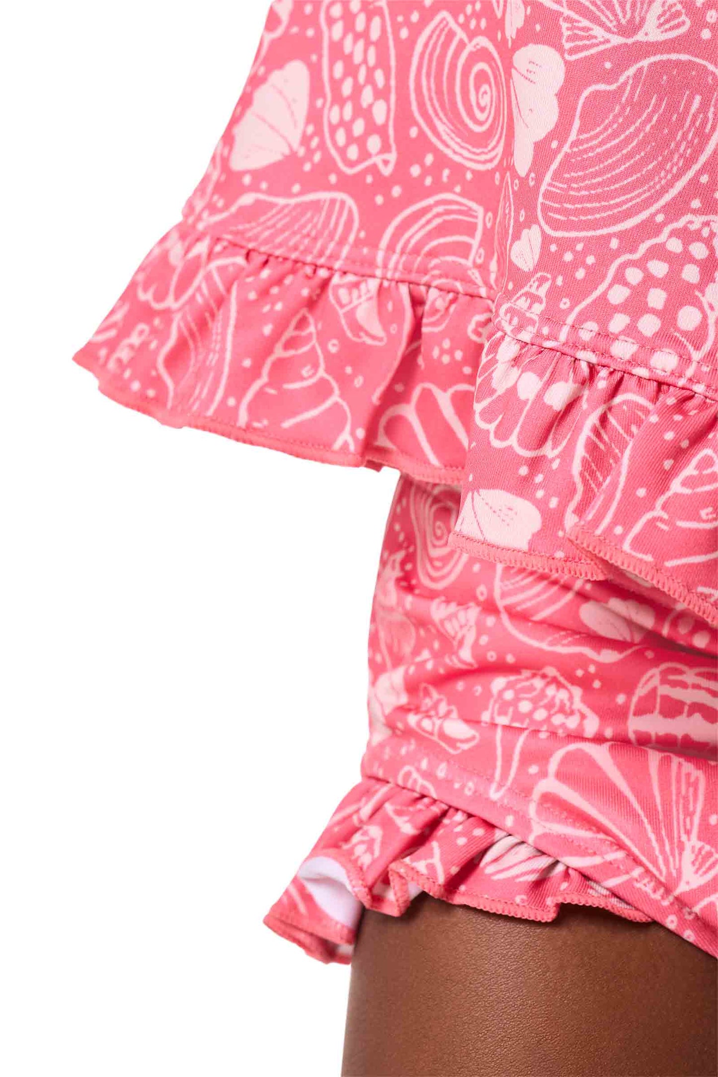 Kid's Guppy Ruffle Rash Guard Set | Sunkist Coral Shell Dream