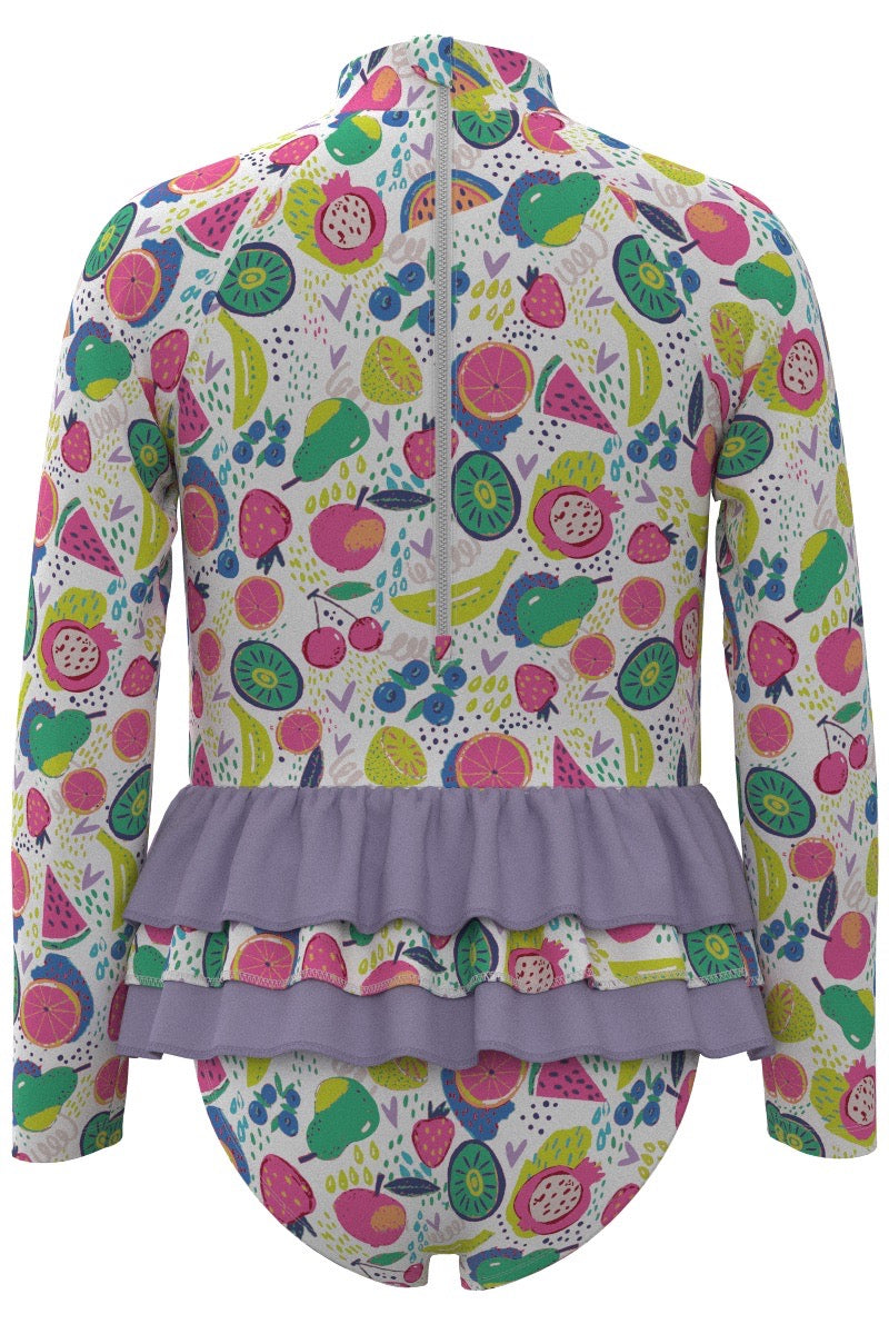 Kid's Kailani Long Sleeve Swimsuit | Lavendula Colorblock
