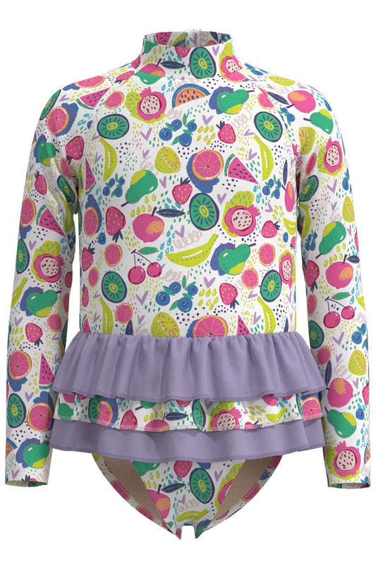 Kid's Kailani Long Sleeve Swimsuit | Lavendula Colorblock