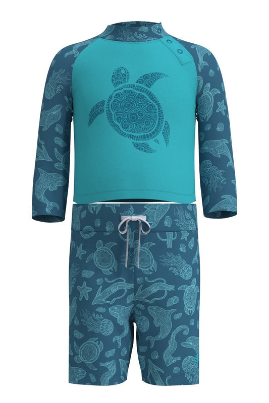Kid's Island Rash Guard Set | Blue Curacao
