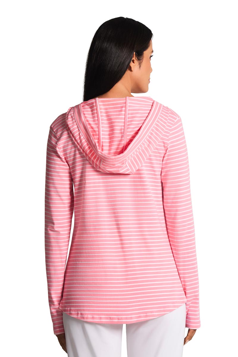 Women's Catalina Hoodie Tunic Top | Flamingo Pink/White Stripe