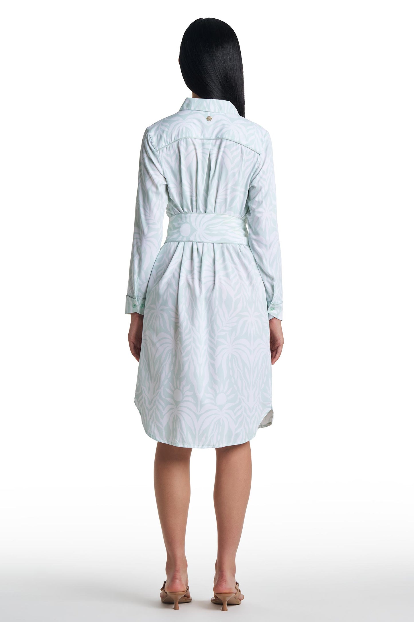 Women's Kitts Shirt Dress | Misty Aqua American Palm