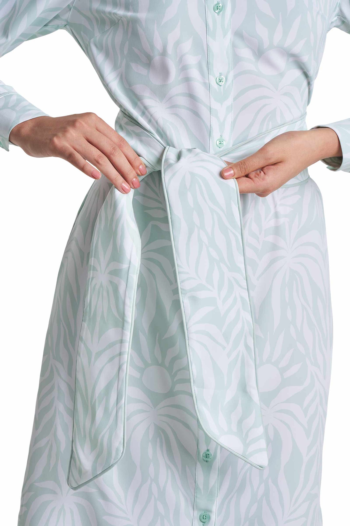 Women's Kitts Shirt Dress | Misty Aqua American Palm