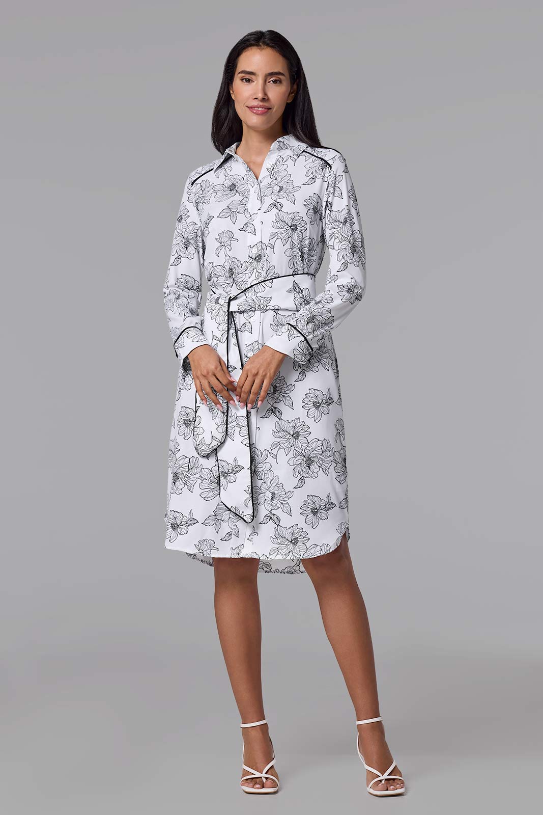 Women's Kitts Shirt Dress | White/Black Perfect Peony