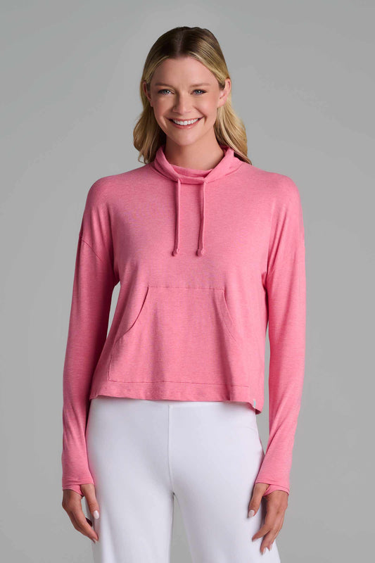Women's Solana Mock Neck Pullover | Flamingo Pink Heather