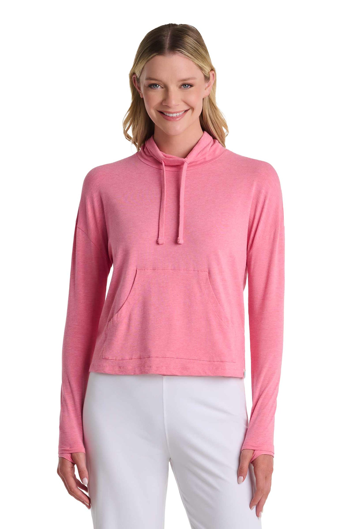 Women's Solana Mock Neck Pullover | Flamingo Pink Heather