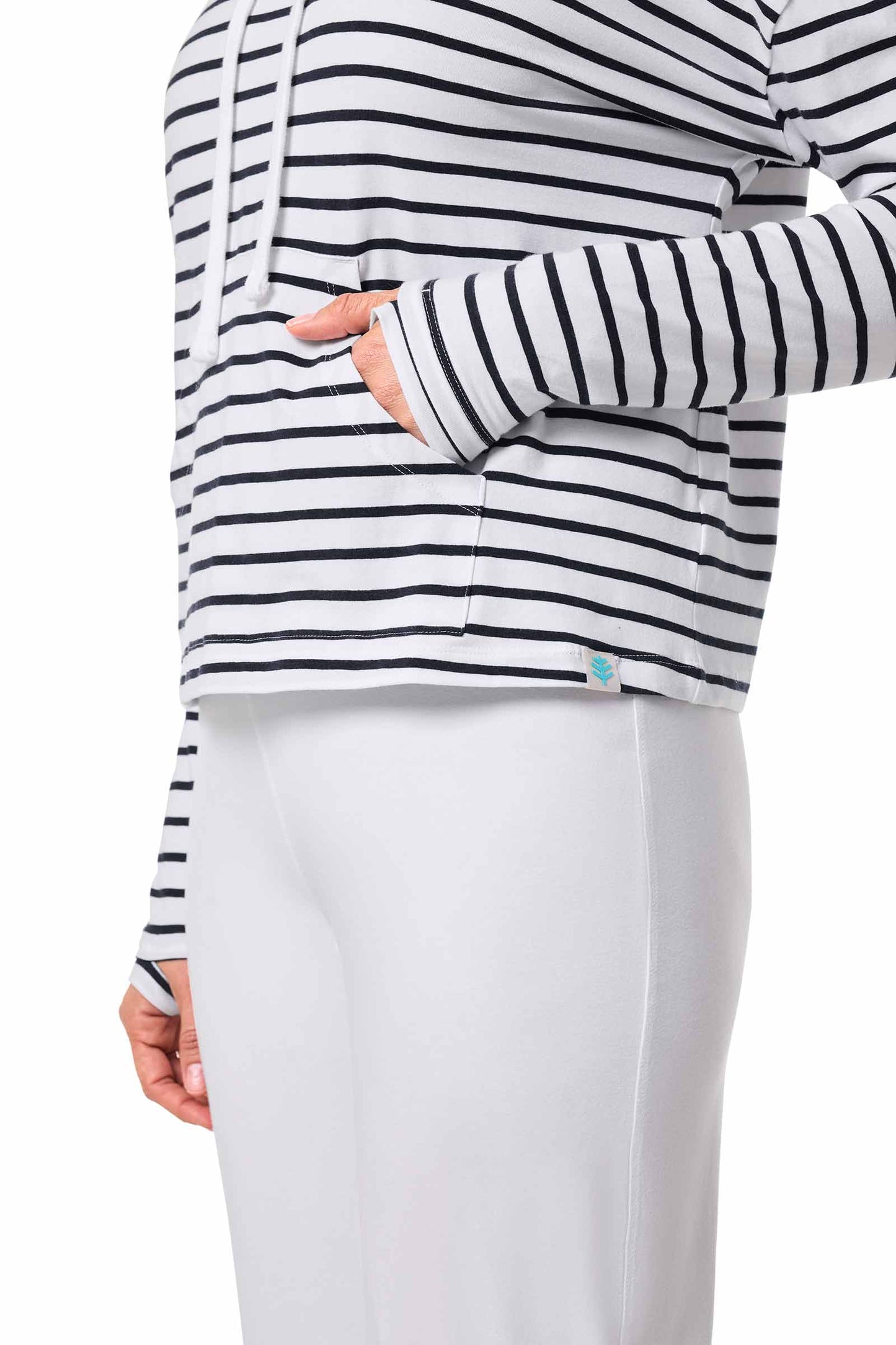 Women's Solana Mock Neck Pullover | White/Navy Stripe