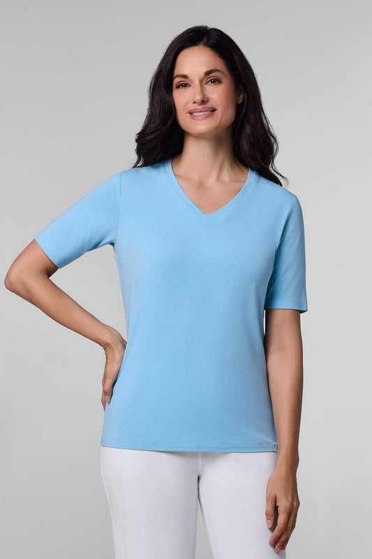 Women's Morada Everyday Short Sleeve V-Neck T-Shirt | Arctic Blue