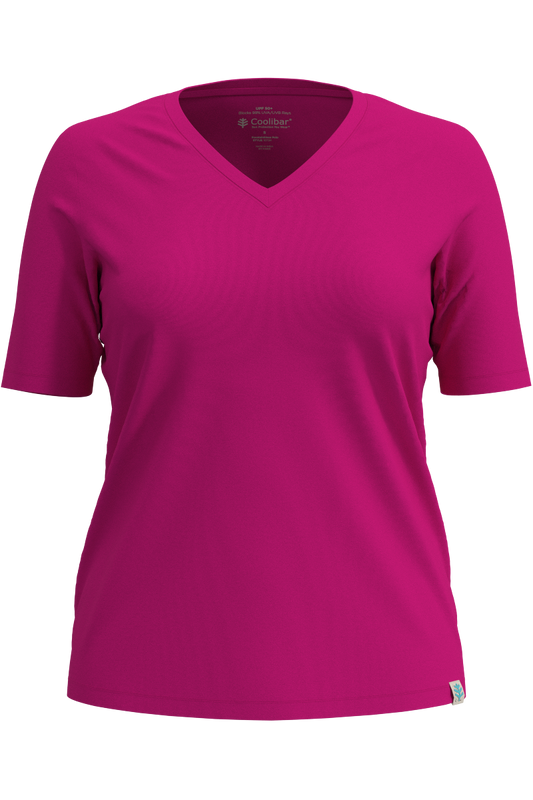 Women's Morada Everyday Short Sleeve V Neck T-Shirt | Fuchsia